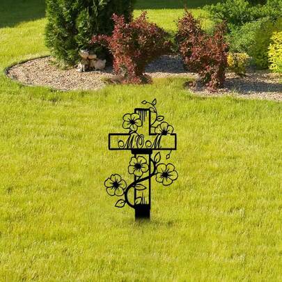 2D Acrylic Graveyard Decor Tombstone Ground Stake, Modern Memorial Art Piece, Hot Selling Cross-Border Item