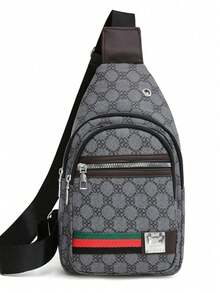 经典男士花卉胸包，时尚多功能斜挎包，大容量轻便单肩包，男女通用带耳机孔胸包，日常通勤包，商务包，礼品包，学生包 - A - 查看 10