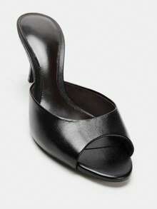 2026 Spring/Summer New Women's Shoes, Mule Style Mid-Heel & Low-Heel Sandals - Black - View 4