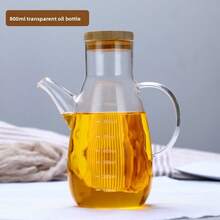 1pc Heavy Duty Glass Oil Bottle - Leak-Proof Kitchen Essential, Marked Scale, Multipurpose Bottle For Cooking Oil, Soy Sauce, Vinegar, Household Seasoning Container - Multicolor - View 7