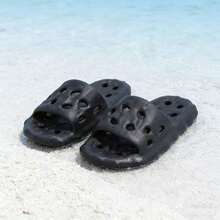 Breathable Bathroom Slippers, Unisex Couples Design, Non-Slip Quick-Drying Shower Sandals - Black - View 7