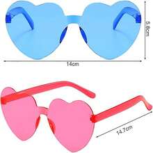 Meleager 无框心形眼镜，派对拍摄道具，玫瑰红和蓝色，心形眼镜套装，复古心形眼镜，嬉皮士眼镜，90年代心形，适合派对、婚礼、嘉年华、万圣节 - 心形眼鏡 - 查看 3