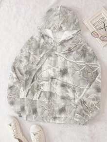 Tween Girls Back To School Bestseller Leaf Print Hoodie Sweatshirt, New Loose Comfortable Casual Fashion Versatile Streetwear,Spring Camouflage Hoodie, Couple Same Style/Basic/Going Out Knit Camo Fleece Lined Keep Warm Zip Up Green Baggy Long Sleeve Sweatshirt,Nature-Inspired Camouflage Print (Tree/Bark/Leaf Motifs),Oversized Hoodie, Relaxed Fit, Adjustable Drawstring Hood,Kangaroo Pocket, Ribbed Cuffs/Hem,Streetwear Vibe, Outdoor-Inspired Aesthetic,Moody Tones (Light Gray) - Màu xám nhạt *Phiên bản mỏng được nâng cấp mới - Xem 1