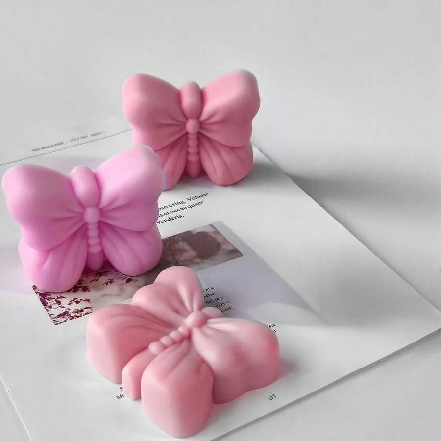 Bowknot Silicone Mold, Butterfly Shaped Silicone Mold For Plaster, Scented Candle, Chocolate, Candy - A-White - View 1