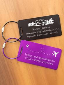 Personalized Metal Luggage Tag, Customized Engraved Aluminum Tag, Luggage ID, Suitcase Tag, Backpack Tag, Metal Keychain, Travel Gift, Ideal Gift For Family - Multicolor - View 2