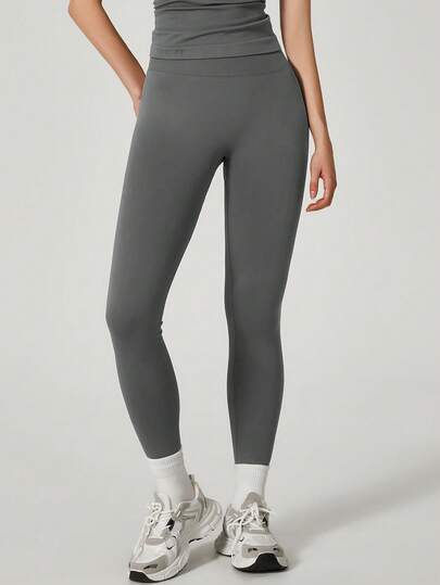 TimeOff 1pc Women High Waist Elastic Fitted Letter Print Sports Leggings