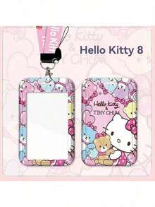 两件套，挂绳+卡套【正版授权】Hello Kitty校园照片夹，学生文具卡，编织挂绳公交卡，收纳盒钥匙扣，学生卡通保护套，交通卡，情侣透明长挂绳吊坠 - 多色 - 查看 6