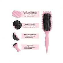 1pc Premium Curl Defining Brush Curly Hair Styling Brush For Barber Salon Home Hairdressing - 1件-粉紅色 - 查看 7