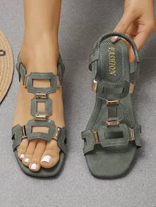 1 par de sandalias de tacón alto para mujer, con decoración de rhinestones, cómodas y de moda, adecuadas para uso casual, fiestas de noche, citas, un artículo esencial para las damas - Verde - Ver 7