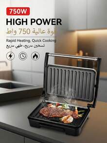 Steak Machine Panini Breakfast Maker Grill For Meat, Sausage, Hamburger, Sandwich - EU E Type Plug(220-240V) - View 7