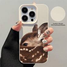Cute Fawn Ear Close-Up Pattern Lychee Texture TPU Phone Case For Iphone 1717Pro17Promax17Air, 1616Pro16Promax16Plus16E, 1515Plus15Pro15Promax, 1414Plus14Pro14Promax, 1313Pro13Promax, 1212Pro12Promax - White - View 4