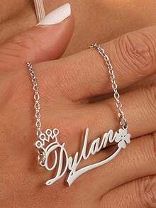 This Stainless Steel Pendant Necklace Features A Custom Four-Leaf Clover Crown Design, Making It A Perfect Choice For Everyday Wear, Holiday Gifts, Valentine's Day, And Mother's Day. - Multicolor - View 2