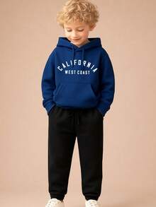 California Children's Fleece Tracksuit Set - 藏蓝色 - 查看 2