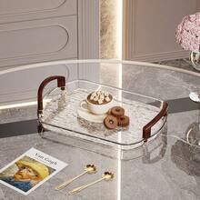 1 PET Serving Tray, Oval-Shaped Tray, Used In The Kitchen, Dining Table, Fruit Cake Tray For Holiday Parties - Grey - View 9