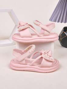 儿童平底凉鞋，舒适日常穿着 - 粉色 - 查看 9