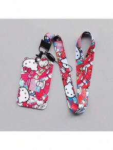 2pcs Set, Lanyard + Card Holder [Licensed] Hello Kitty Campus Photo Clip, Student Stationery Card, Woven Strap Bus Card, Storage Box Keychain, Student Cartoon Protective Case, Transit Card, Couple Transparent Long Lanyard Pendant - Multicolor - View 14