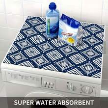 1pc Blue Bowknot Pattern Silicone Mat, Warm Family Atmosphere, Silica Gel, Anti-Slip, Suitable For Washing Machine Cover, Dryer Cover, Coffee Machine Mat, Kitchen Counter Mat, Multi-Purpose Household Mat - Blue and White Ribbon Letter Paper - View 7