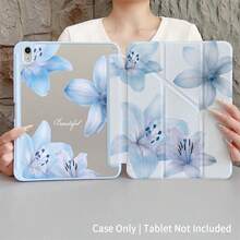 Watercolor Blue Lily Tablet Protective Case With Origami Stand - Shock-Resistant Protective Case, Fresh And Elegant Aesthetic Design, Protective Tablet Case With Pen Slot, Suitable For Pro (M5)/ Air (M3)/ 11"(A16)/ 10.9/10.2/ Air 5th Gen/Pro11/10th/9.7/Air 2/ (7th Gen)/ (8th Gen) And Galaxy Tab S6 Lite 10.4 Inch - 查看 2