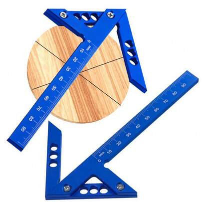 Hassas Ağaç İşleme Kare Cetveli, Ağaç İşleme 45 Derece Merkez İşaretleme Aleti, Çok Fonksiyonlu Merkez İşaretleme Aleti, Alüminyum Alaşımlı Açı İşaretleme Cetveli, 45/90 Derece Metrik Sistem, Ölçme Aleti