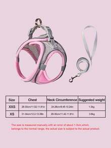 1pc Reflective Mesh Leash, Rabbit Leash, Rabbit Accessories, Chest Harness, Breathable Pet Vest, Adjustable Leash, Rabbit Pet Supplies, Suitable For Small And Medium Pets, Rabbit Supplies, Hamster Accessories, Hamster Leash, Hamster Supplies - Multicolor - View 3