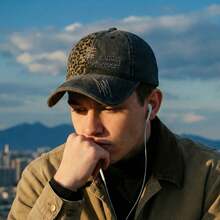 1pc New Retro American Leopard Print Letter Embroidery Baseball Cap, Street Fashion Stylish Petite Women Cap - A - View 6