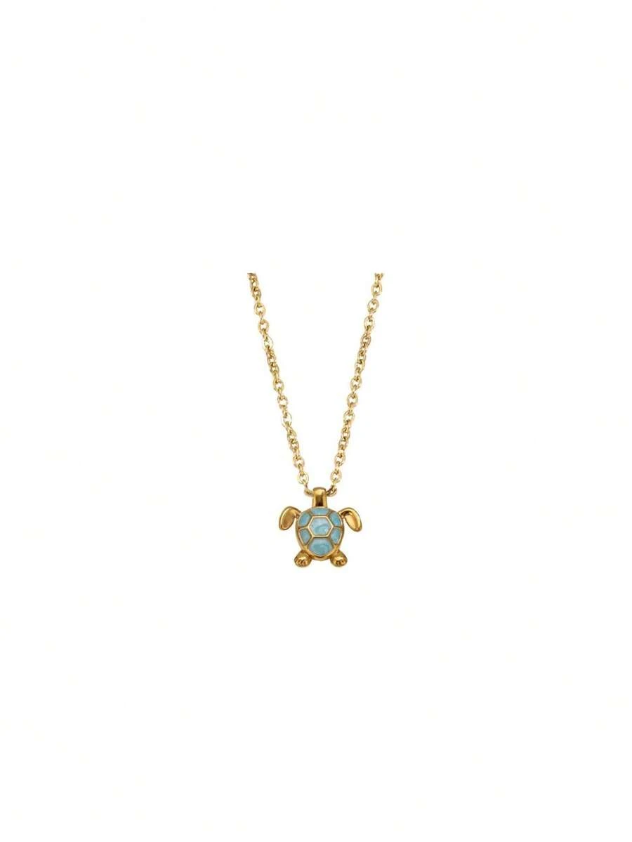 Manta Ray Pendant Necklace, Opal, Manta Ray, Snake, Stainless Steel Necklace, Wheat Chain, For Women, Men, Summer, Beach, Mobula, 42555814 - 玫紅色 - 查看 1