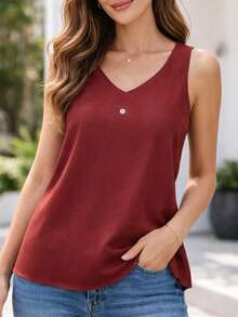 Women's Plain Tank Top - Rust Brown - View 5