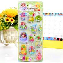 Pegatinas de agua con diseños de helado, caramelo, fruta y cristales brillantes, pegatinas decorativas en relieve divertidas para botellas de agua, refrigeradores, fundas de teléfono, cuadernos, scrapbooking, recompensas y manualidades - Multicolor - Ver 8