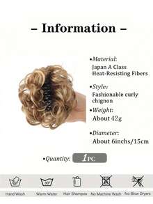 Claw Clip Messy Bun Ponytail Messy Hair Bun Extensions Wavy Curly Chignon Synthetic Tousled Updo Hairpieces For Women Girls - Multicolor - View 3