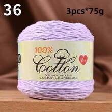 3-Pack Premium 100% Cotton Yarn, Soft & Cozy, Suitable For Handmade Sweaters, Scarves, Hats, Jackets, Vests, Shawls, Cushions, Etc. 3 Skeins X 75g = 225g - 75g Cotton - View 32