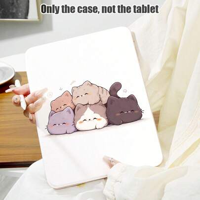 5件装卡通猫咪图案PU皮翻盖保护套，带360°旋转支架和笔槽，兼容三星A9/A9+/S9/S9FE/A11/A11+/S11/S10 FE/S10 FE+/S10 Lite、Air 5/6、荣耀等热门机型，适合作为返校季、情人节、节日礼物。