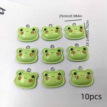 6/10 chiếc mặt dây chuyền hình ếch Kawaii, mặt phẳng, làm từ nhựa bóng, thủ công, dùng để làm trang sức, khuyên tai DIY. - Nhiều màu - Xem 7