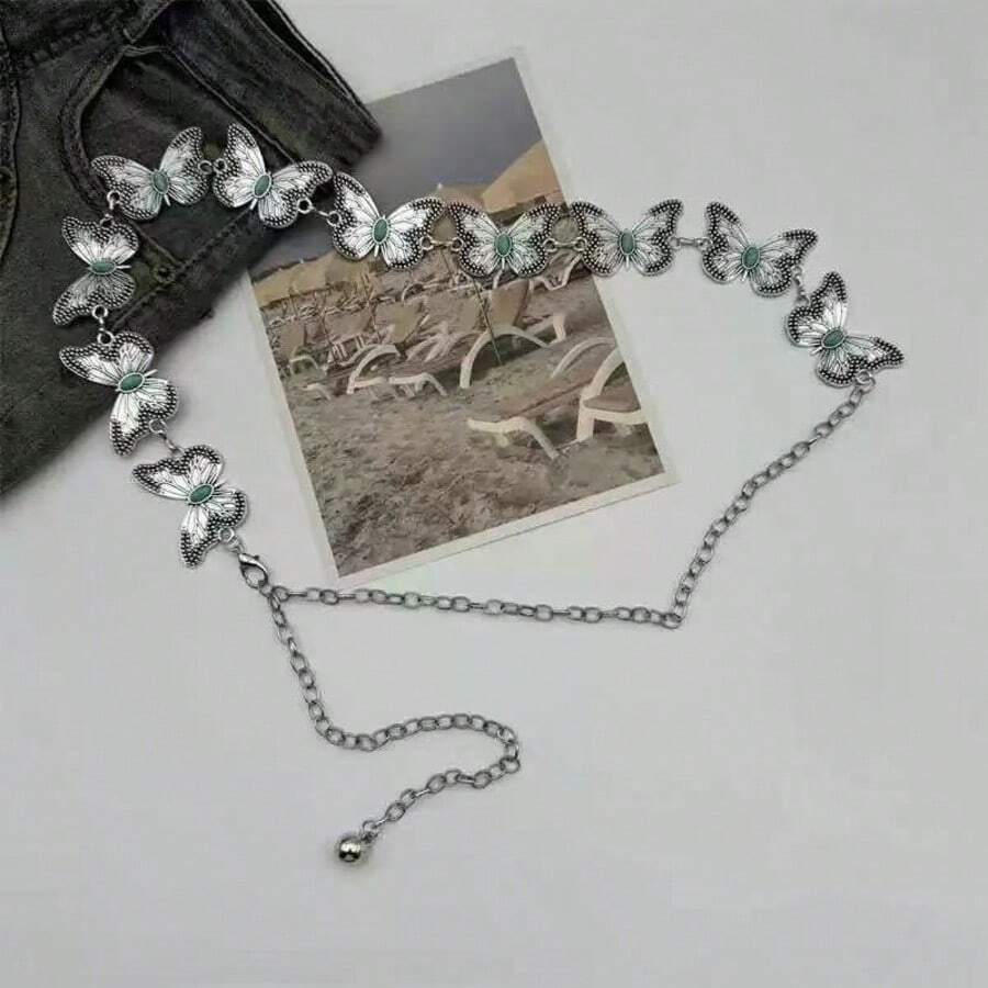 1pc Women's Retro Silver Butterfly Bohemian Chain Series Personalized Exaggerated Sexy Style Suitable For Mini Skirt, Bikini, Jeans Belts Women - Multicolor - View 1