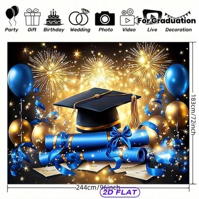 2D飞机，【派对背景】2D飞机横幅，1个毕业帽气球背景布，适用于派对装饰、毕业典礼、农场、花园、家庭、房间、俱乐部等场合，无需用电，是情人节、生日和开斋节的绝佳礼物。2D飞机模型有多种款式和尺寸可供选择。