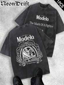 Nuevas  de moda Y2K, Cool, UFO, Deporte al Aire Libre, Estilo Urbano Moderno, Camiseta de Hombre de Algodón Puro Lavado Vintage a la Moda, Un Regalo Sorpresa para Familiares y Amigos, Con Mangas Caídas y Cuello Redondo, Camiseta de Marca de Moda Retro de Algodón Batik de Alta Calidad, Un Grosor Adecuado para Camisetas de Verano, Regalos para las Fiestas. - Naranja Coral - Ver 23