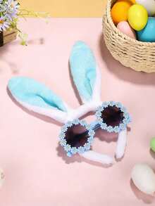 1/2/4pcs- Easter Costume Props, Bunny Ears And Glasses Set, Easter Basket Stuffing - Easter, Birthday Gifts - Unique Bunny Stuffed Gift Ideas, Bunny Ears Headband And Daisy Glasses Set - Multicolor - View 6