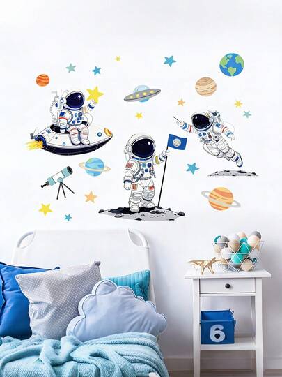 Astronaut Decorative Wall Stickers, Removable And Self-Adhesive, Suitable For Living Rooms, Bedrooms, Study Rooms, Kitchens, And