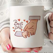 1个“最佳爸爸”父亲节陶瓷咖啡杯 - 11盎司耐热可重复使用，冷热饮皆宜的理想礼物 - 白色 - 查看 6