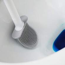 1pc Soft Silicone Toilet Brush With Detachable Handle, Wall-Mounted No Blind Spot Toilet Brush With Base, Bathroom Cleaning Tool - / - View 7
