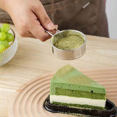 1 Piece Fine-Mesh Stainless Steel Dessert Duster, Minimalist Silver Round Handle Mini Powder Shaker For Cake And Pastry Decoration, Suitable For Daily Baking And Festival Dessert Making Parties