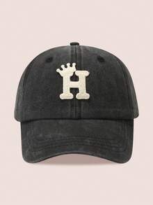 一顶印有26个字母的帽子，水洗棒球帽，男女通用幼儿遮阳帽，适合户外活动和日常佩戴，防紫外线 - 皇冠水溶-黑色水洗帽 - 查看 33