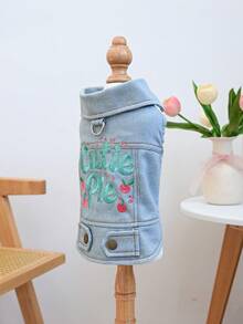 1pc Pet Clothes, Dog/Cat Jacket Coat, Durable & Wear-Resistant Outfit For Small Dogs - Sweetheart Jacket - Blue - View 5