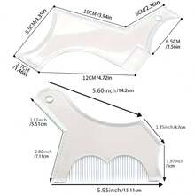 2pcs Men's Beard Trimming & Styling Comb Set, Black And Transparent 2pcs Men's Beard Grooming Tools With Built-In Comb For Multi-Line Trimming: Curved/Straight/Neckline/Goatee/Mustache - Beard Comb + brush - View 10