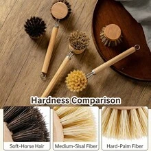 4件套可替换马毛锅刷，带可拆卸长柄，天然剑麻软毛锅刷，椰棕清洁刷 - 清潔刷 - 查看 4