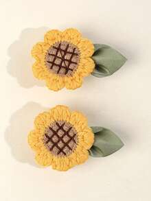 2个装女士可爱向日葵装饰发夹，百搭休闲发饰，适合日常使用 - 彩色 - 查看 3