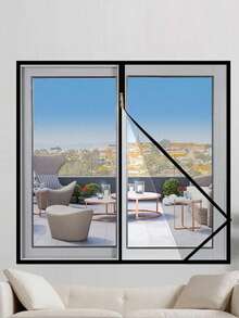 Black Mosquito-Proof Zipper Mesh Screen, Self-Adhesive No Drill Window Netting, Invisible Curtain For Home Use, Anti-Mosquito And Insect - Black Zipper Version - View 3