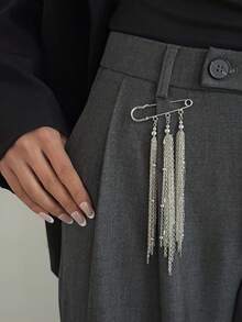 1件嘻哈风镂空星形吊坠水晶链组合胸针，摇滚朋克设计，休闲简约，街头风格，适合婚礼、派对、日常佩戴，男女皆宜的时尚裤链礼物 - 褲鏈 - 查看 3