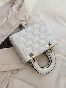 Túi xách Daifei cao cấp nhỏ gọn, độc đáo dành cho nữ năm 2024, kiểu dáng lưới kim cương thời trang mới, túi đeo vai và đeo chéo, quà tặng Giáng sinh, quà du lịch, quà dự tiệc. - trắng - Xem 5