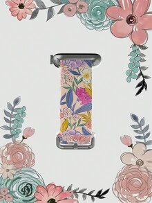 1条彩色花卉图案柔软弹性透气替换表带，兼容三星、荣耀智能手表，尺寸可选38mm、40mm、41mm、42mm、46mm、45mm、44mm、49mm，节日礼物及日常休闲佩戴皆宜。多色硅胶表带，兼容苹果手表Ultra SE/11/10/9/8/7/6/5/4/3/2/1 - 彩色 - 查看 4