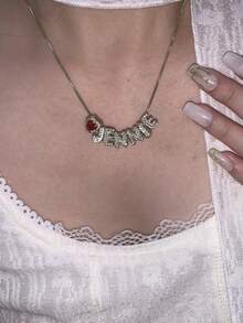 1pc 3D Bubble Name Necklace, Bubble Initial Charm Personalized Jewelry Gift Custom Nameplate Necklace, Initial Round Bubble Necklace - Personalized Gift For Friends, Couples And Family With Unique Custom Name Design - Style 4 - View 2